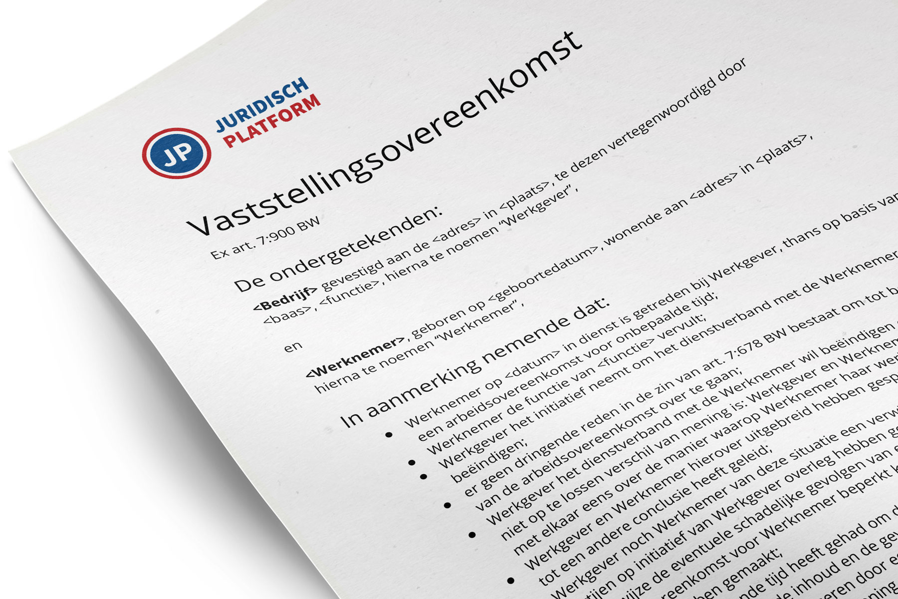 Voorbeeld vaststellingsovereenkomst ontslagregeling
